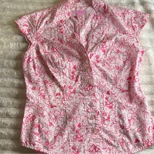 Lilly Pulitzer Pink and White Floral Blouse
